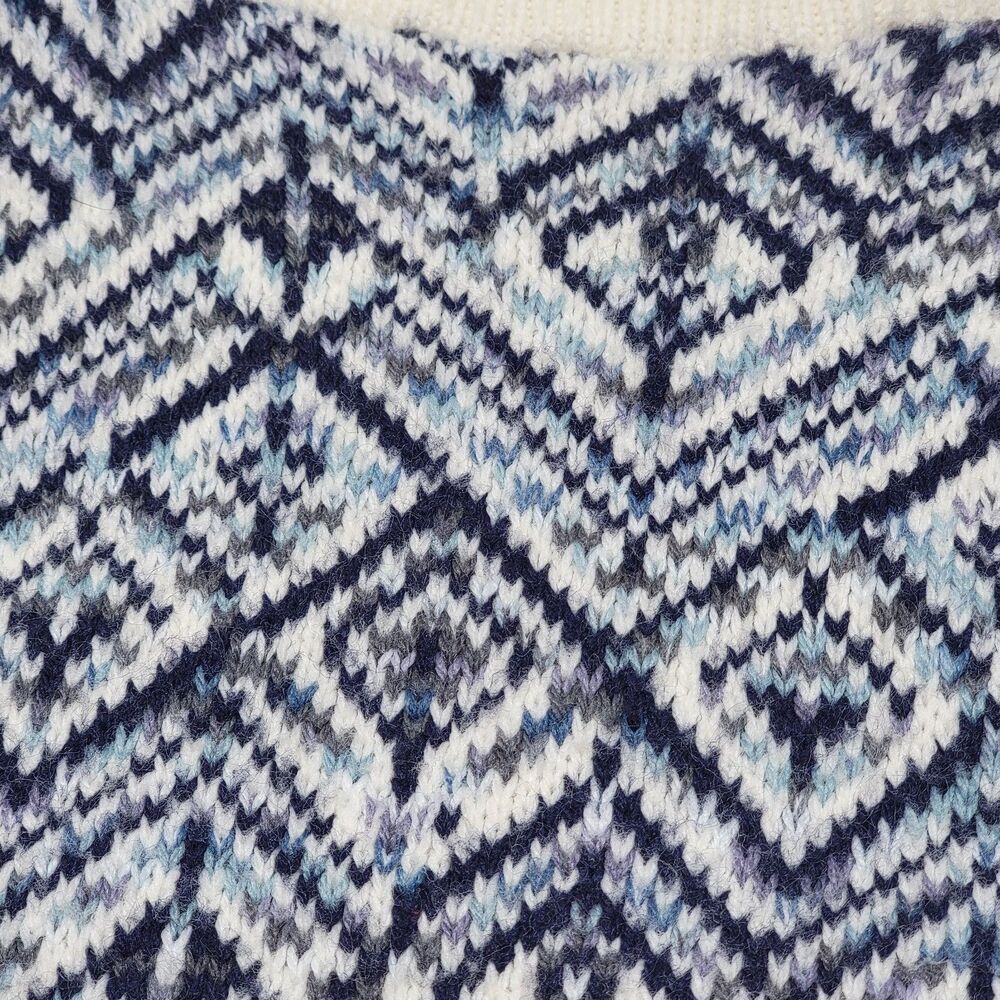 VTG Jantzen Sweater Women's Medium Crewneck Blue Diamond Winter Preppy Cottage - Picture 4 of 7